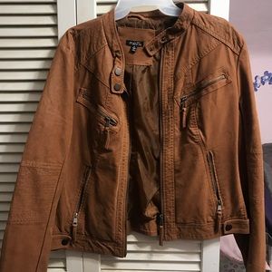 XL brown leather-like jacket